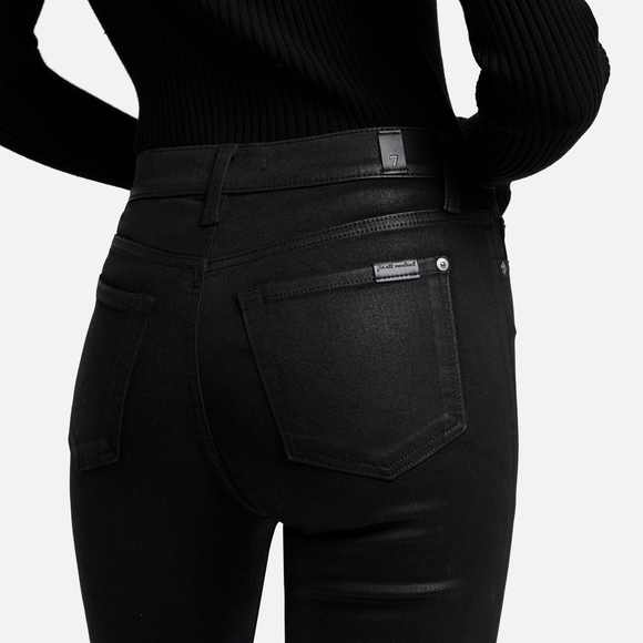 7 For All Mankind Black Flare Jeans — High-Rise Wide Leg - Picture 6 of 7